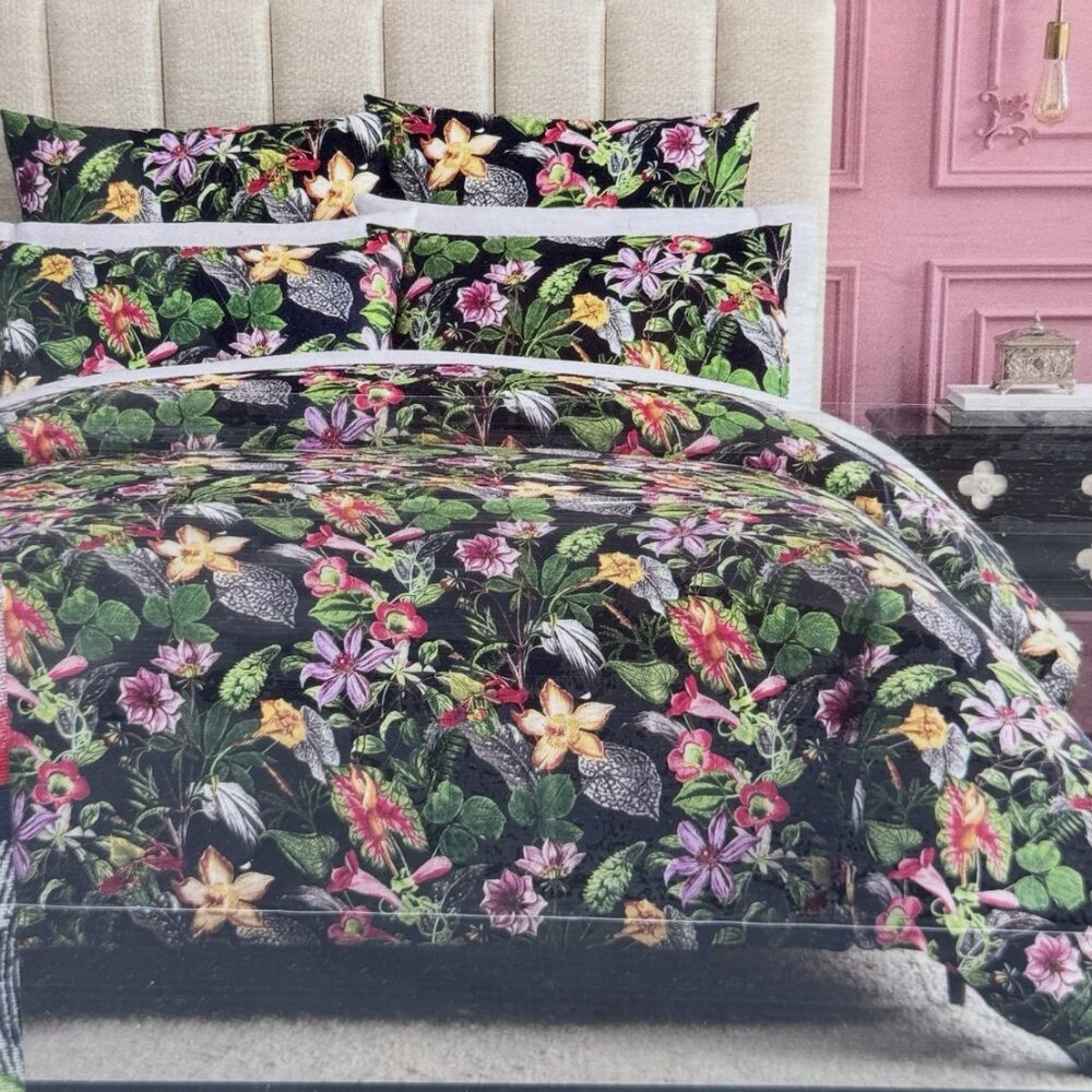NEW 3pc Christian Lacroix KING Duvet Cover Shams Set Cotton Garden Floral